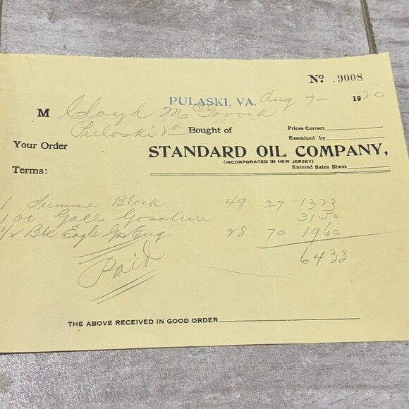 1920 Standard Oil Company Billhead Invoices  Richmond VA Pulaski 4 Antique - Picture 6 of 6
